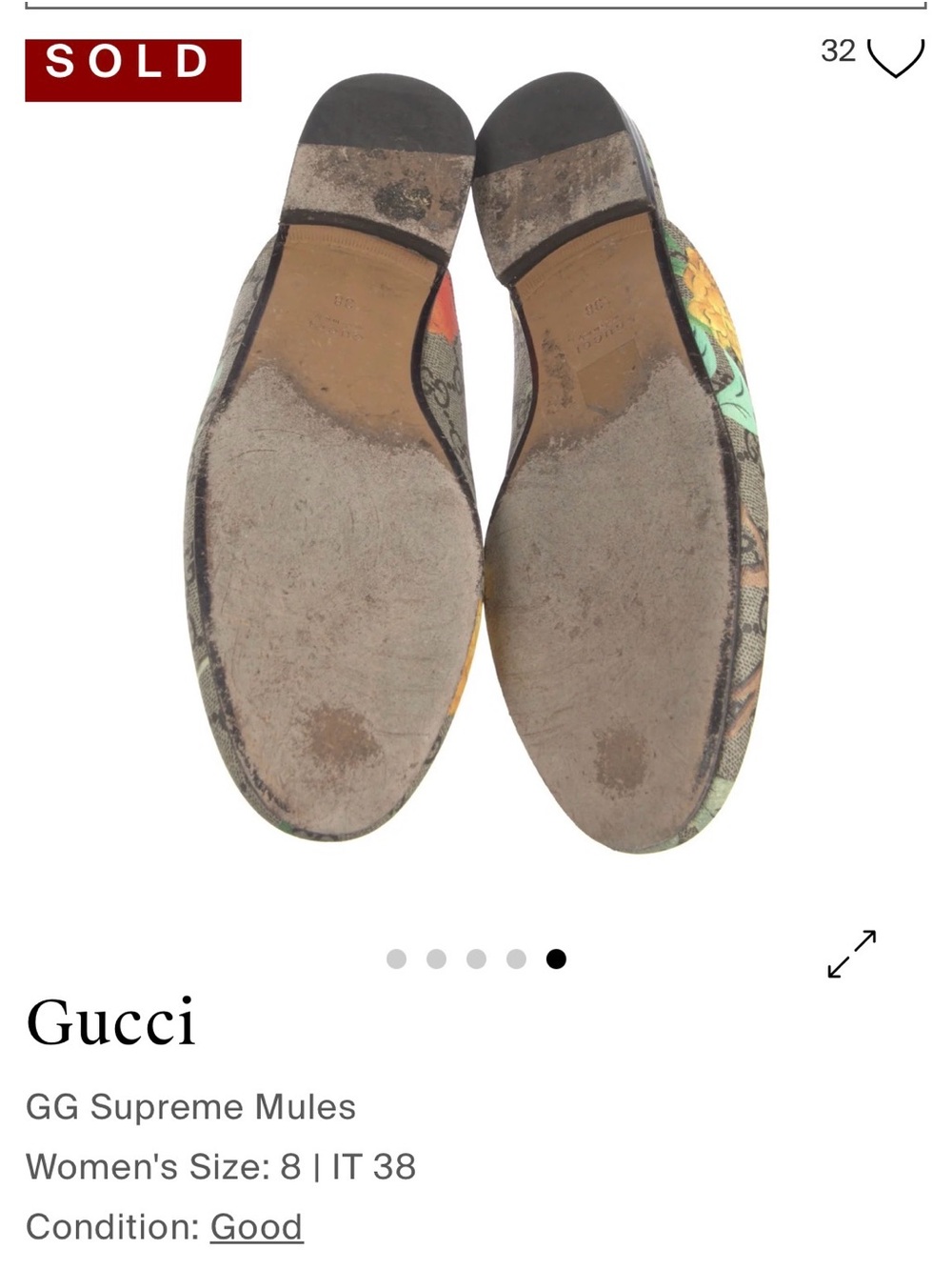 Gucci Floral GG Canvas Horsebit Mules in Beige, Green & Red - Picture 5 of 5